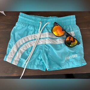 BinkyBro Blue Swim Shorts with Sunglasses